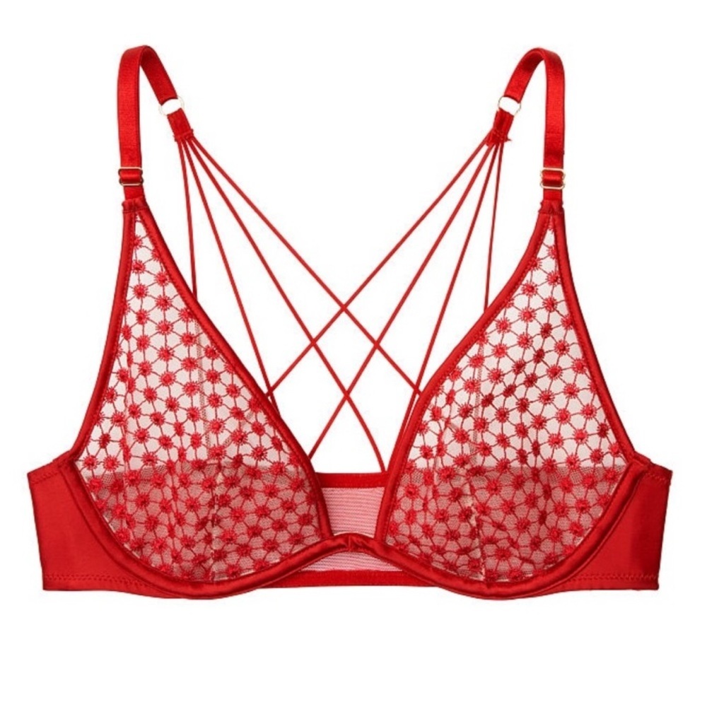 Red Lace Strappy Bralette - Women Intimates